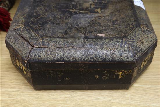 A 19th century Chinese export lacquer games box,